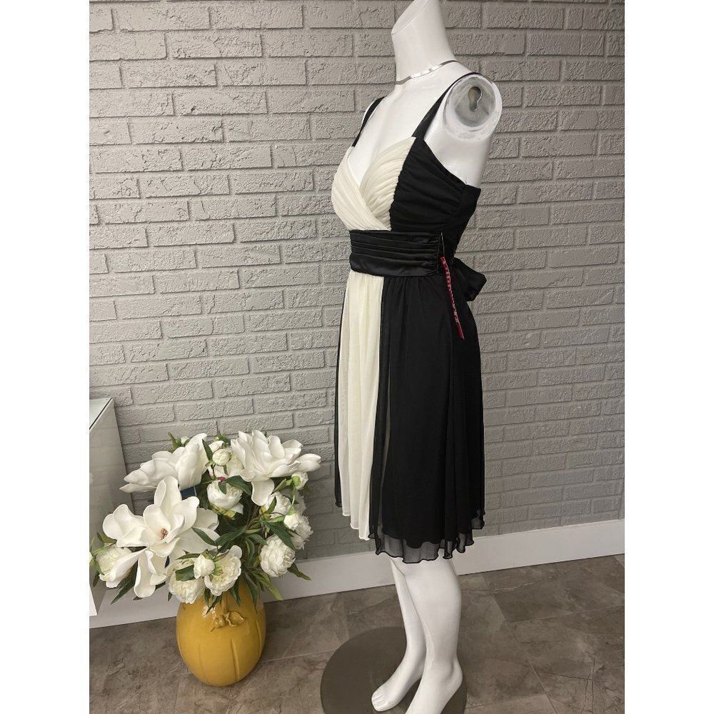 EN FOCUS Studio Black and White Empire Waist Dress Size 6 - Picture 5 of 8
